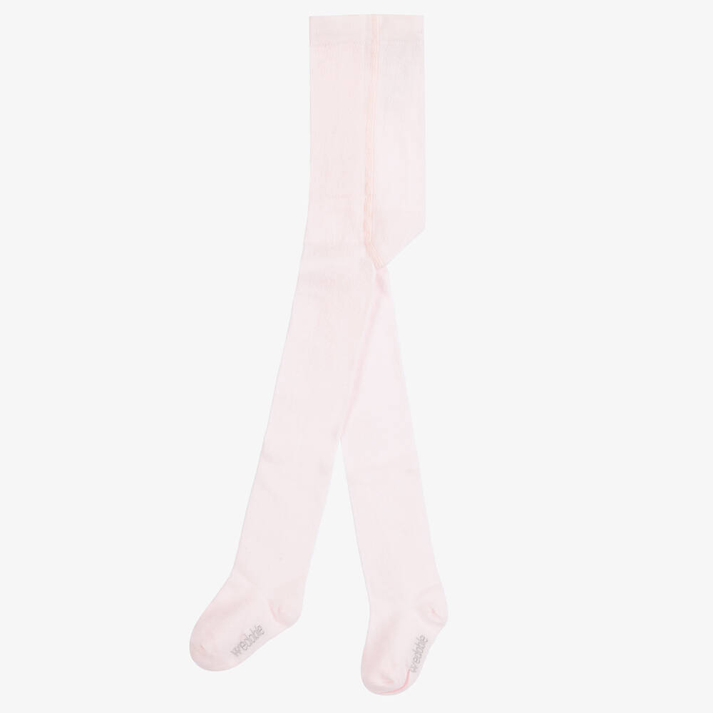 Wedoble-Baby Girls Pink Cotton Tights | Childrensalon Outlet