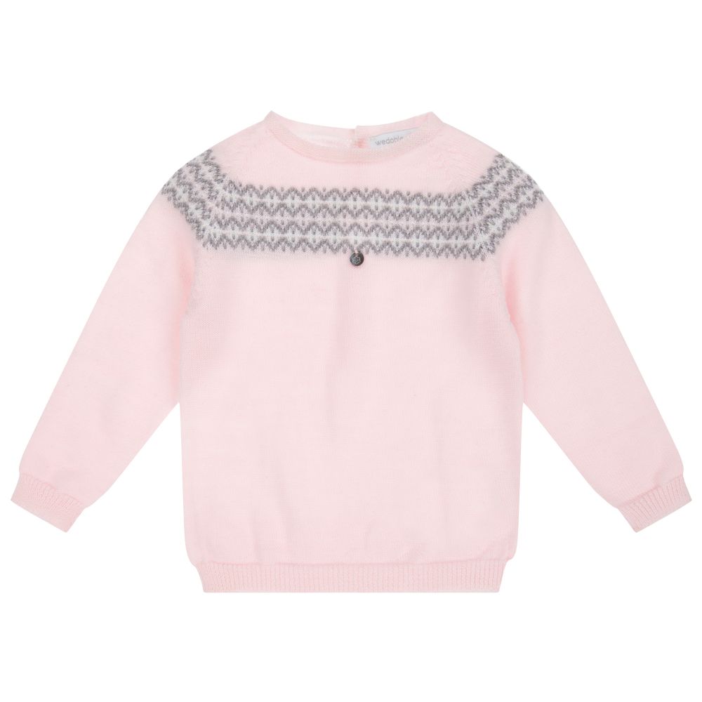Wedoble - Baby Girls Pink Wool Sweater | Childrensalon
