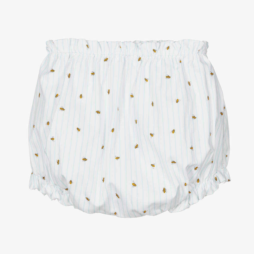 Wedoble-Baby Girls White Cotton Bloomer Shorts | Childrensalon Outlet