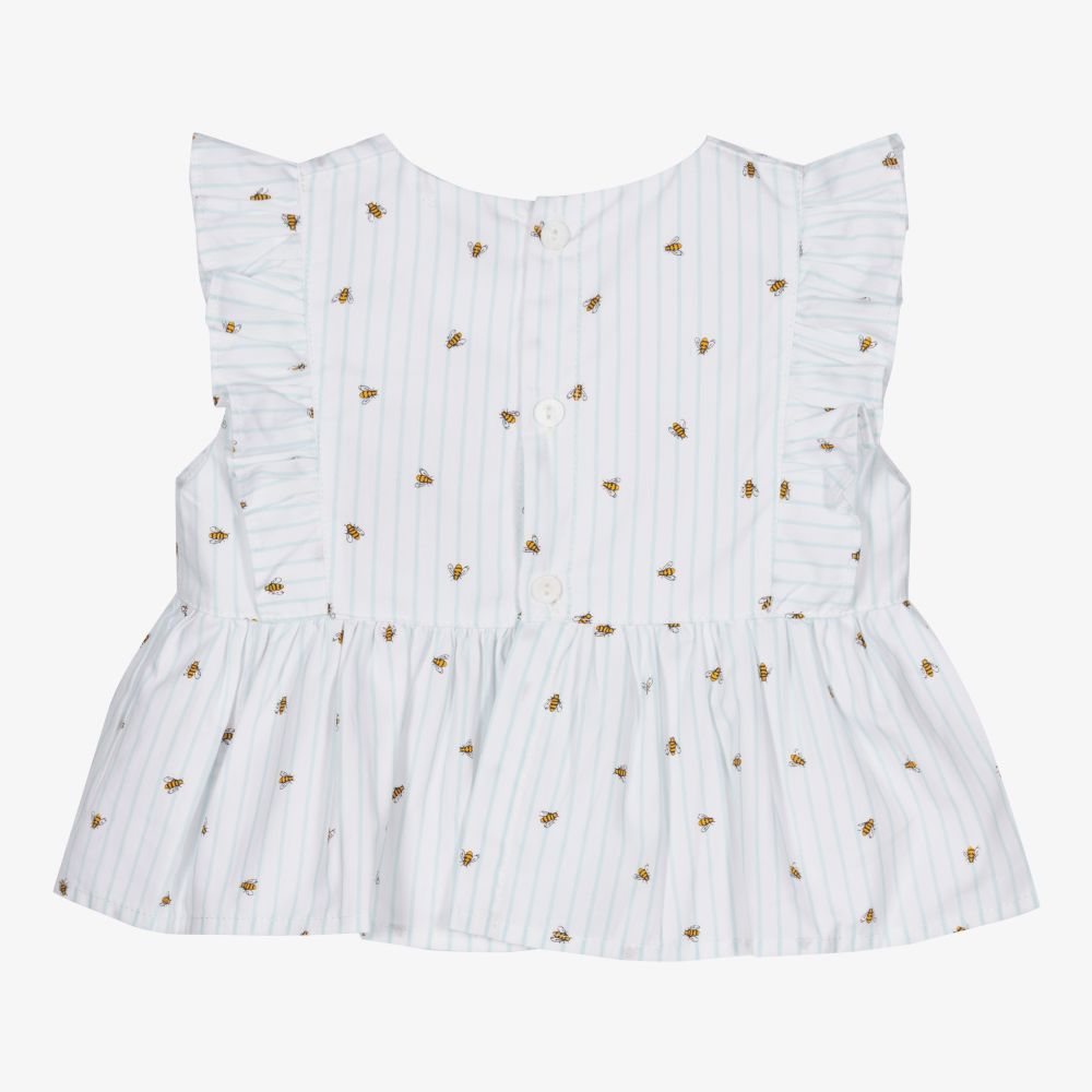 Wedoble-Baby Girls White Cotton Blouse | Childrensalon Outlet