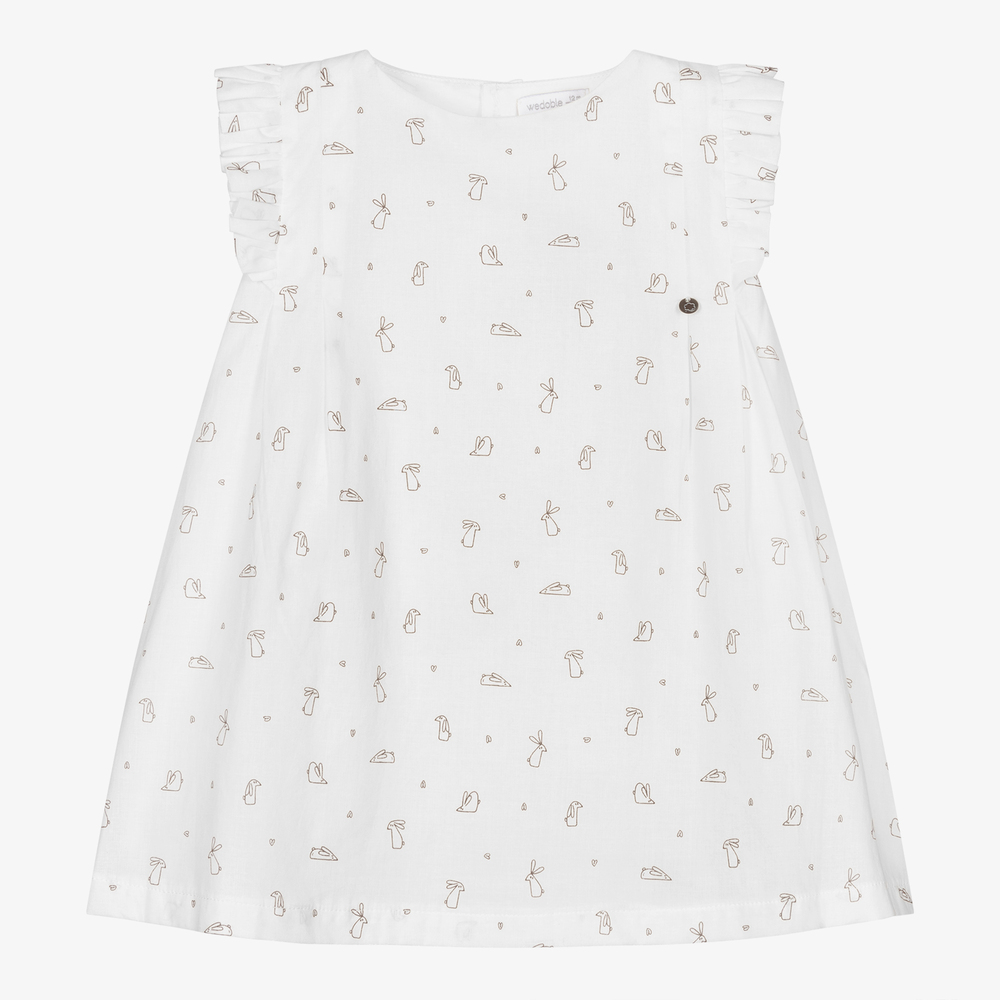 Wedoble - Baby Girls White Cotton Dress | Childrensalon