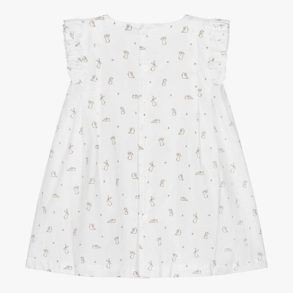 Wedoble-Baby Girls White Cotton Dress | Childrensalon Outlet