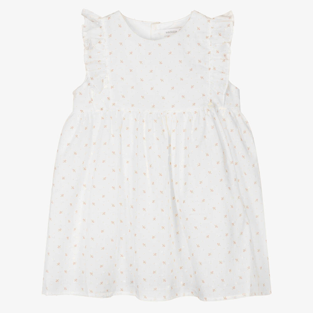 Wedoble-Baby Girls White Cotton Dress | Childrensalon Outlet