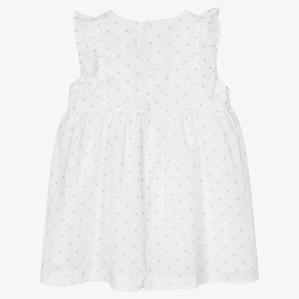 Wedoble-Baby Girls White Cotton Dress | Childrensalon Outlet
