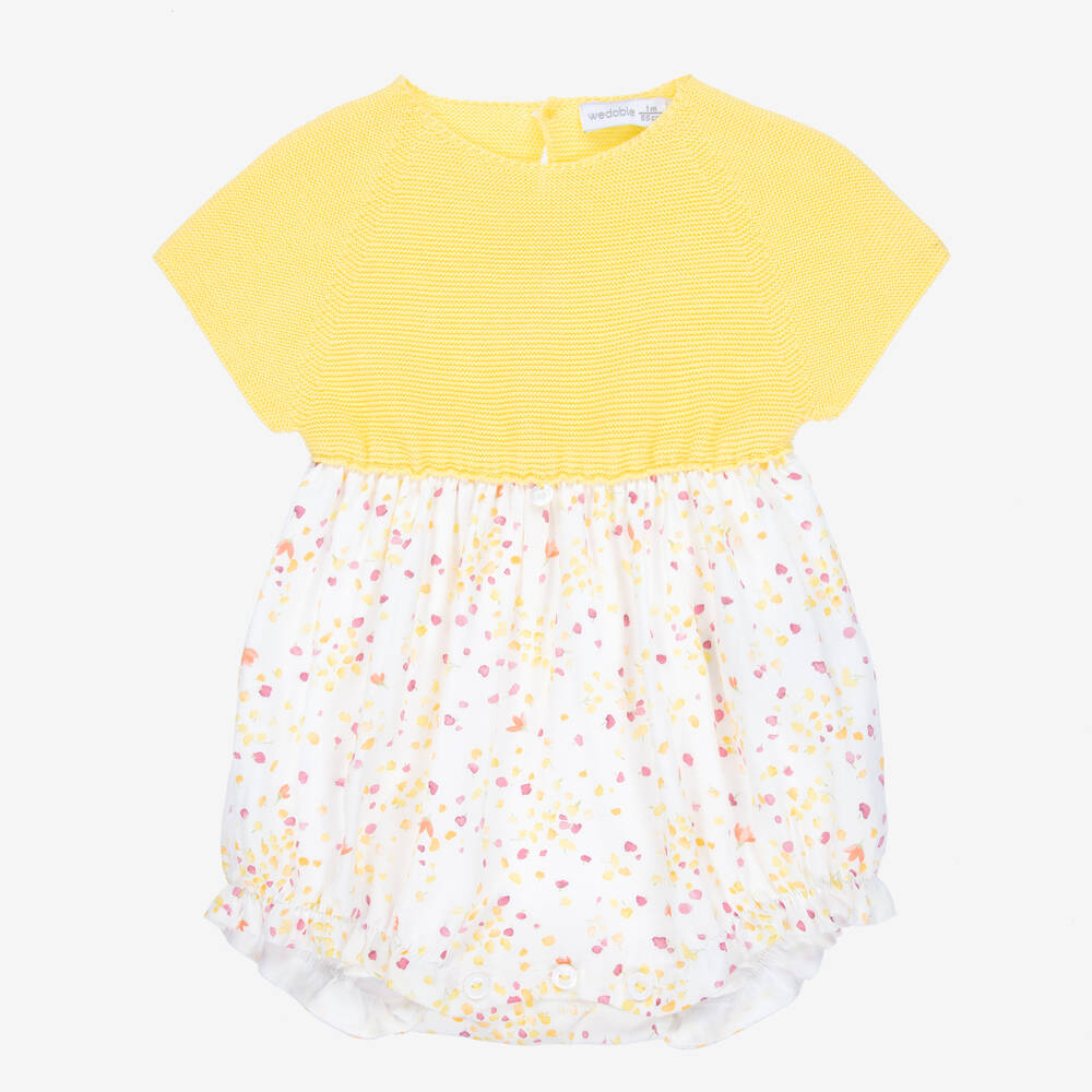 Wedoble - Baby Girls Yellow Cotton Shortie | Childrensalon