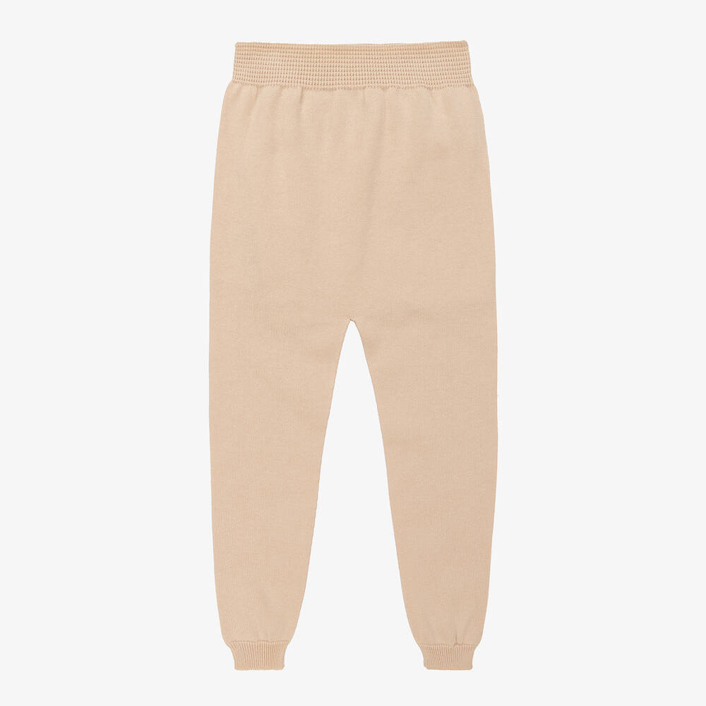 Wedoble - Beige Organic Cotton Knit Trousers | Childrensalon