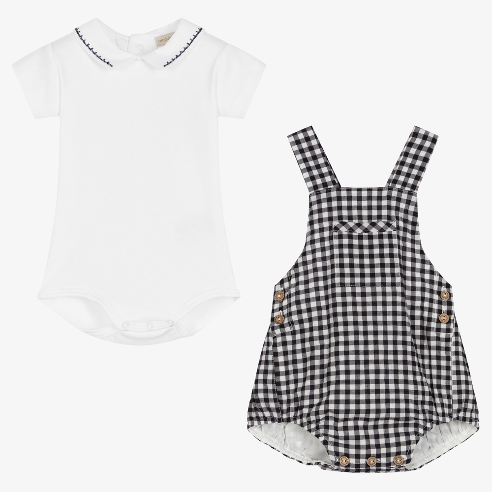Wedoble-Боди и черный полукомбинезон в мелкую клетку | Childrensalon Outlet
