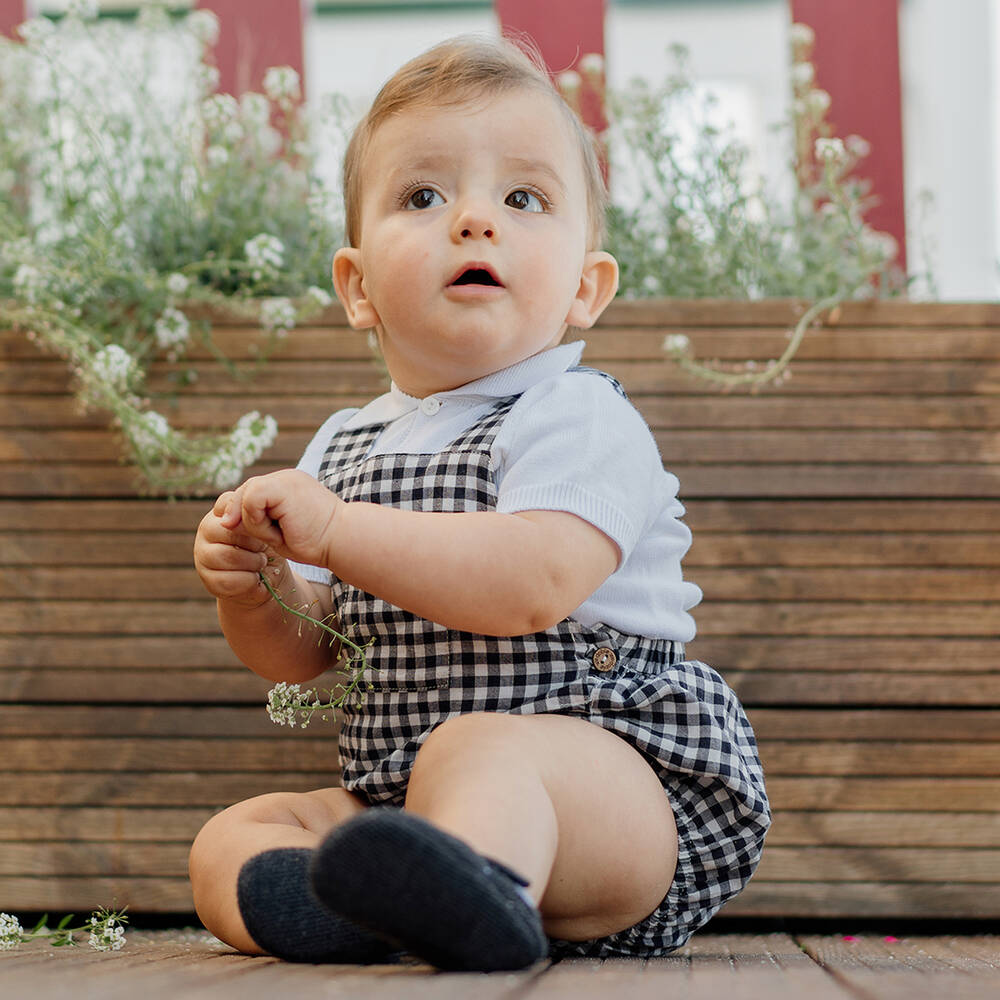 Wedoble-Боди и черный полукомбинезон в мелкую клетку | Childrensalon Outlet