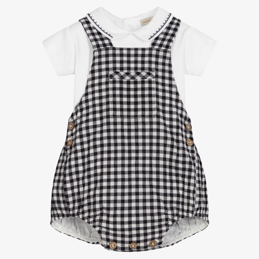 Wedoble - Black Gingham Dungaree Set | Childrensalon