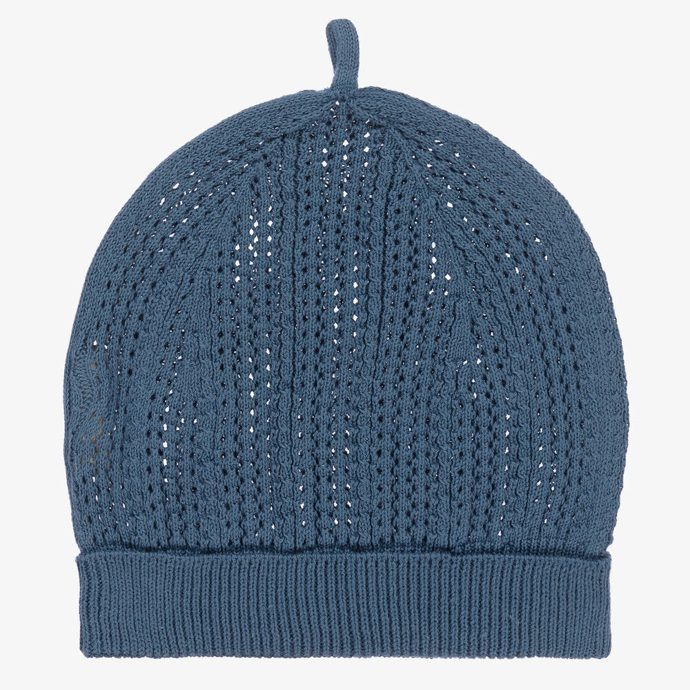Wedoble-Blue Cotton Knit Baby Hat | Childrensalon Outlet