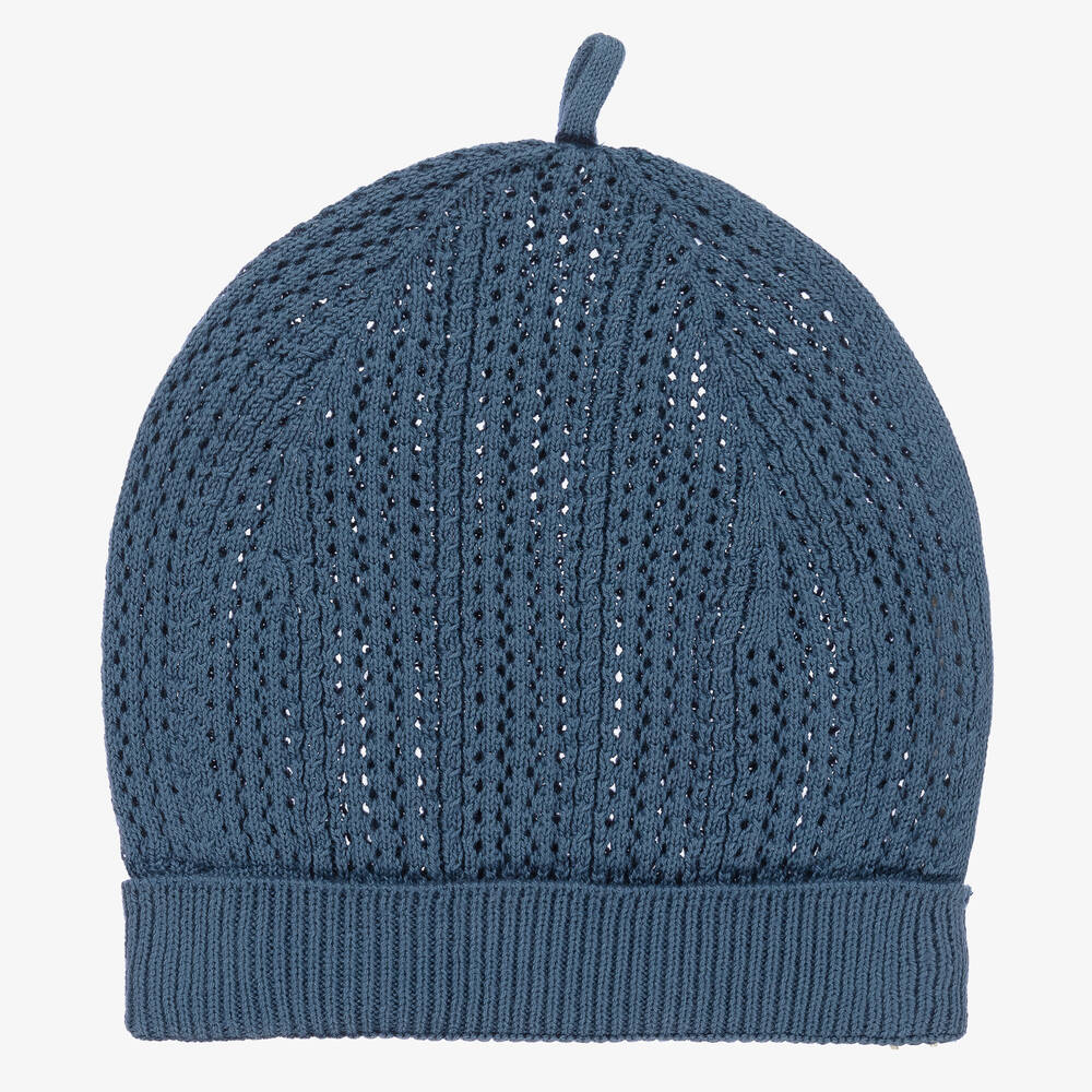 Wedoble - Blue Cotton Knit Baby Hat | Childrensalon