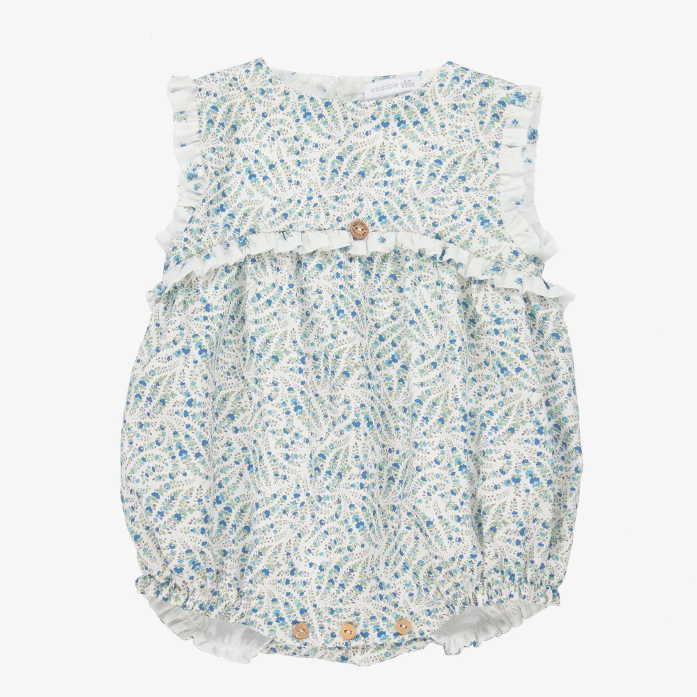 Wedoble - Blue Floral Cotton Shortie  | Childrensalon