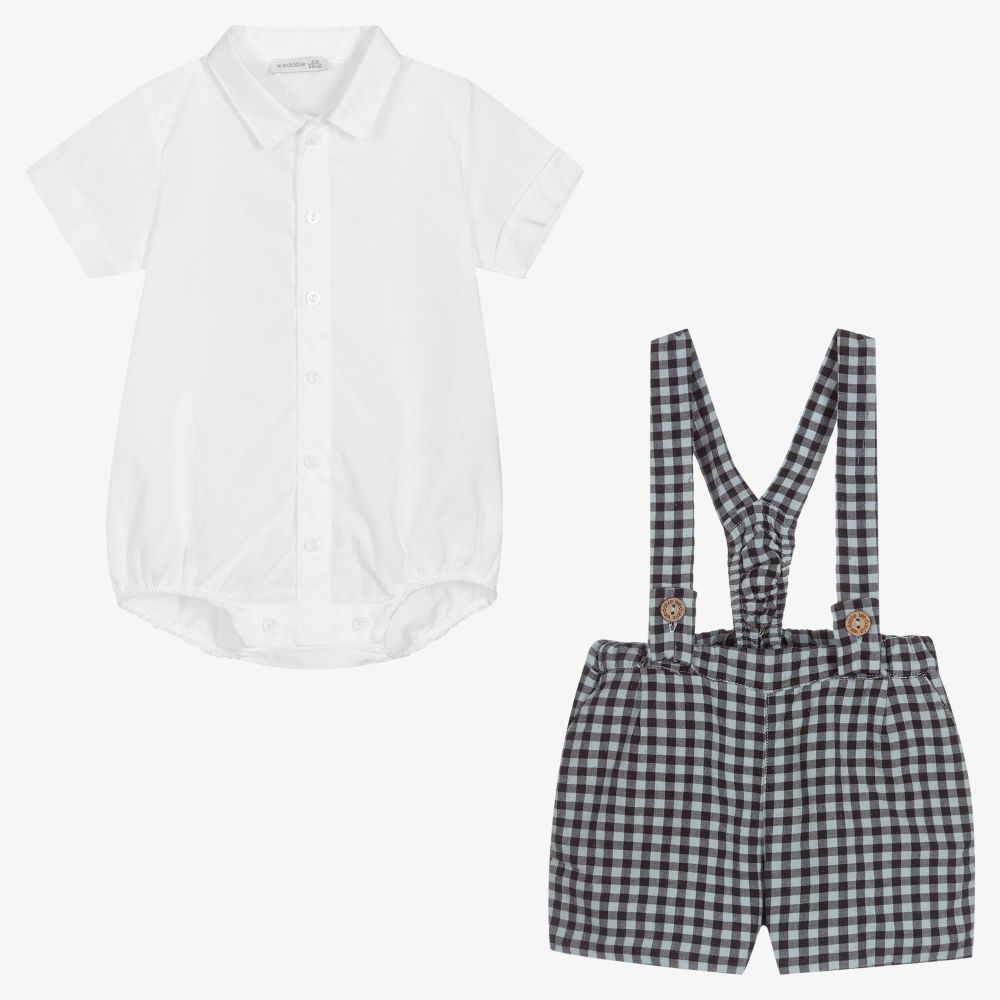 Wedoble-Blue Gingham Shorts Set | Childrensalon Outlet