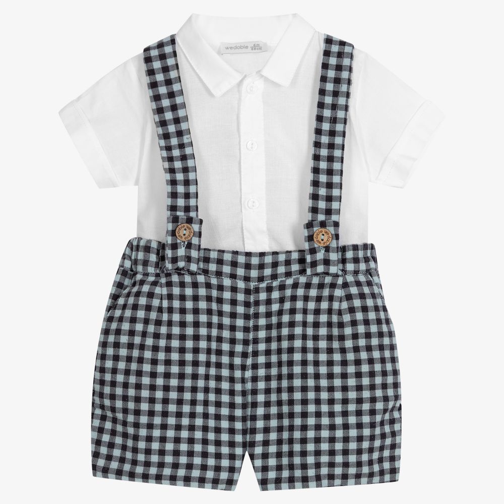 Wedoble - Ensemble short bleu vichy | Childrensalon