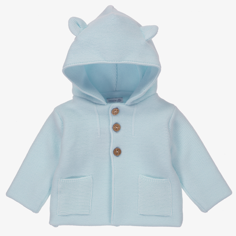 Wedoble - Gilet bleu en laine tricotée | Childrensalon