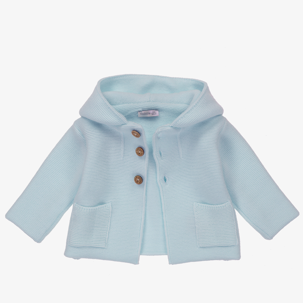 Wedoble-Blue Knitted Wool Cardigan | Childrensalon Outlet