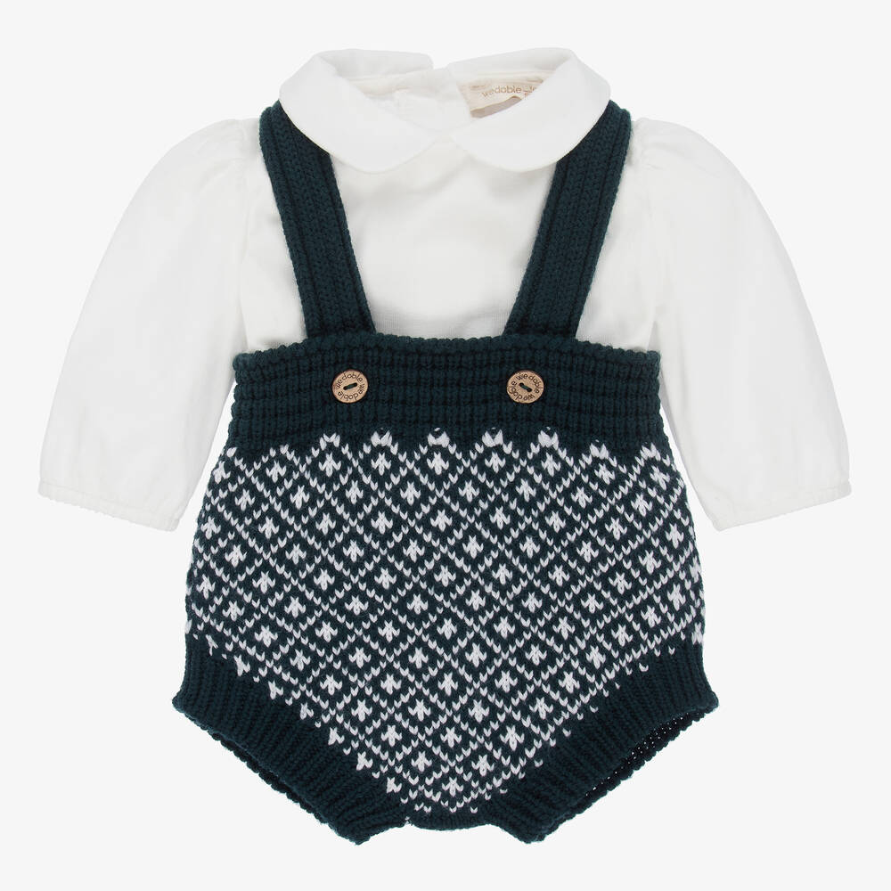 Wedoble - Blue Wool Baby Shorts Set | Childrensalon