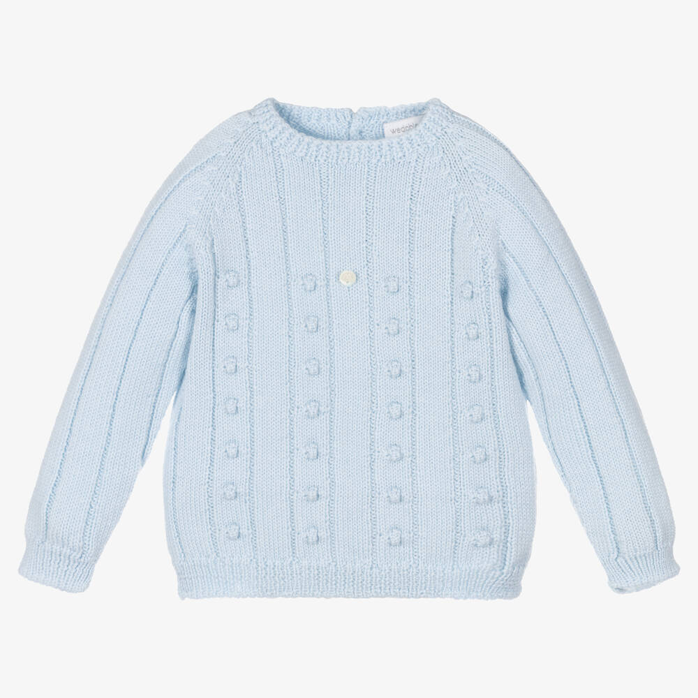 Wedoble - Blue Wool Baby Sweater | Childrensalon