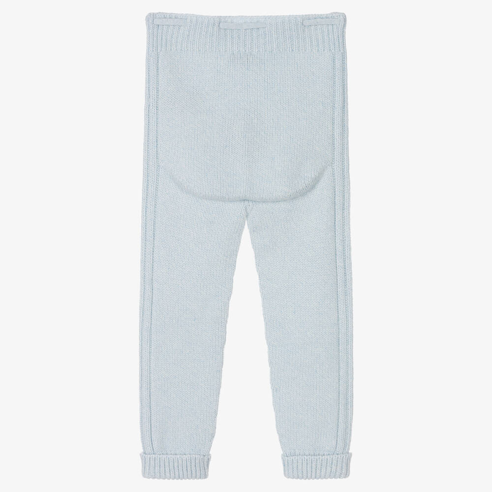 Wedoble-Blue Wool Knit Trousers | Childrensalon Outlet