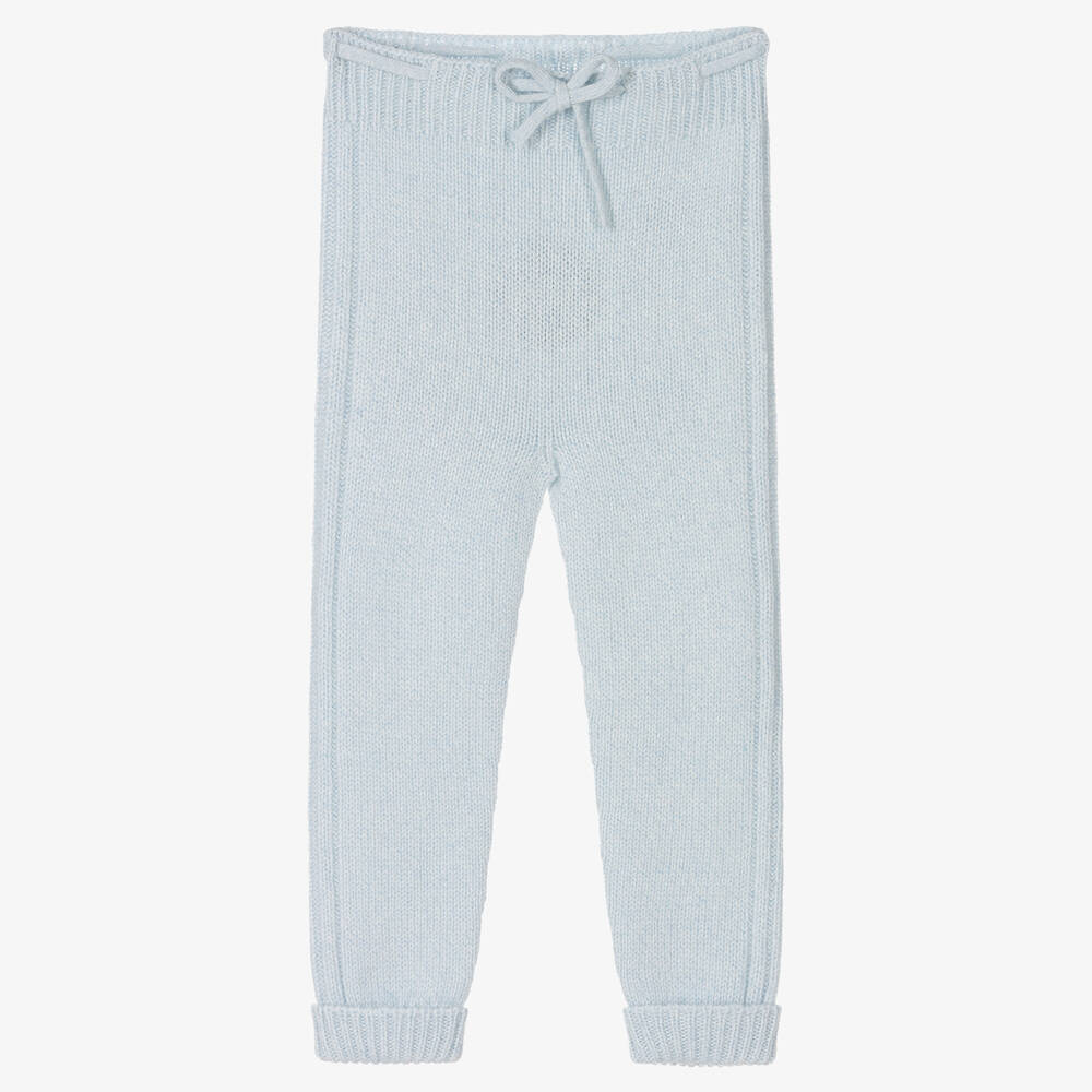 Wedoble - Blue Wool Knit Trousers | Childrensalon