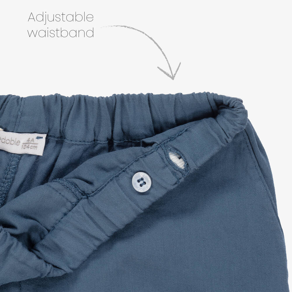 Wedoble-Boys Blue Organic Cotton Shorts | Childrensalon Outlet