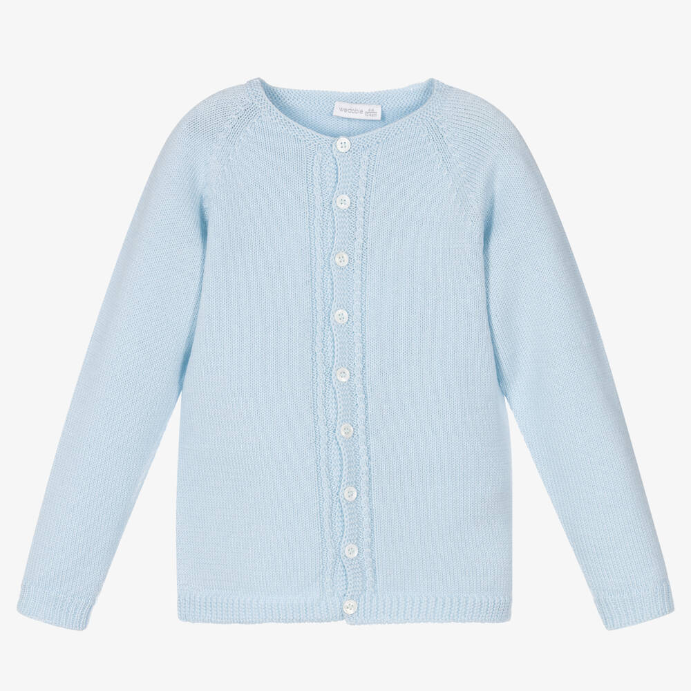 Wedoble - Boys Blue Wool Cardigan | Childrensalon