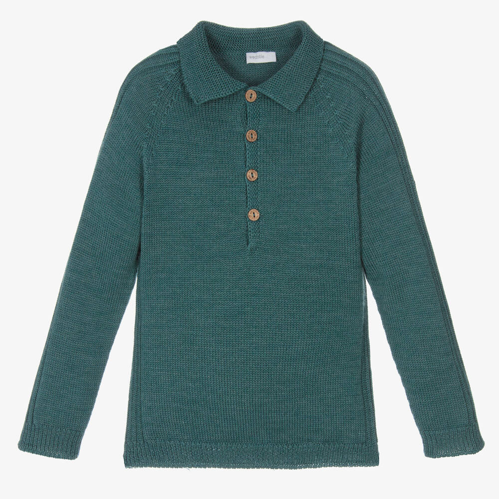 Wedoble - Boys Green Wool Knit Jumper | Childrensalon