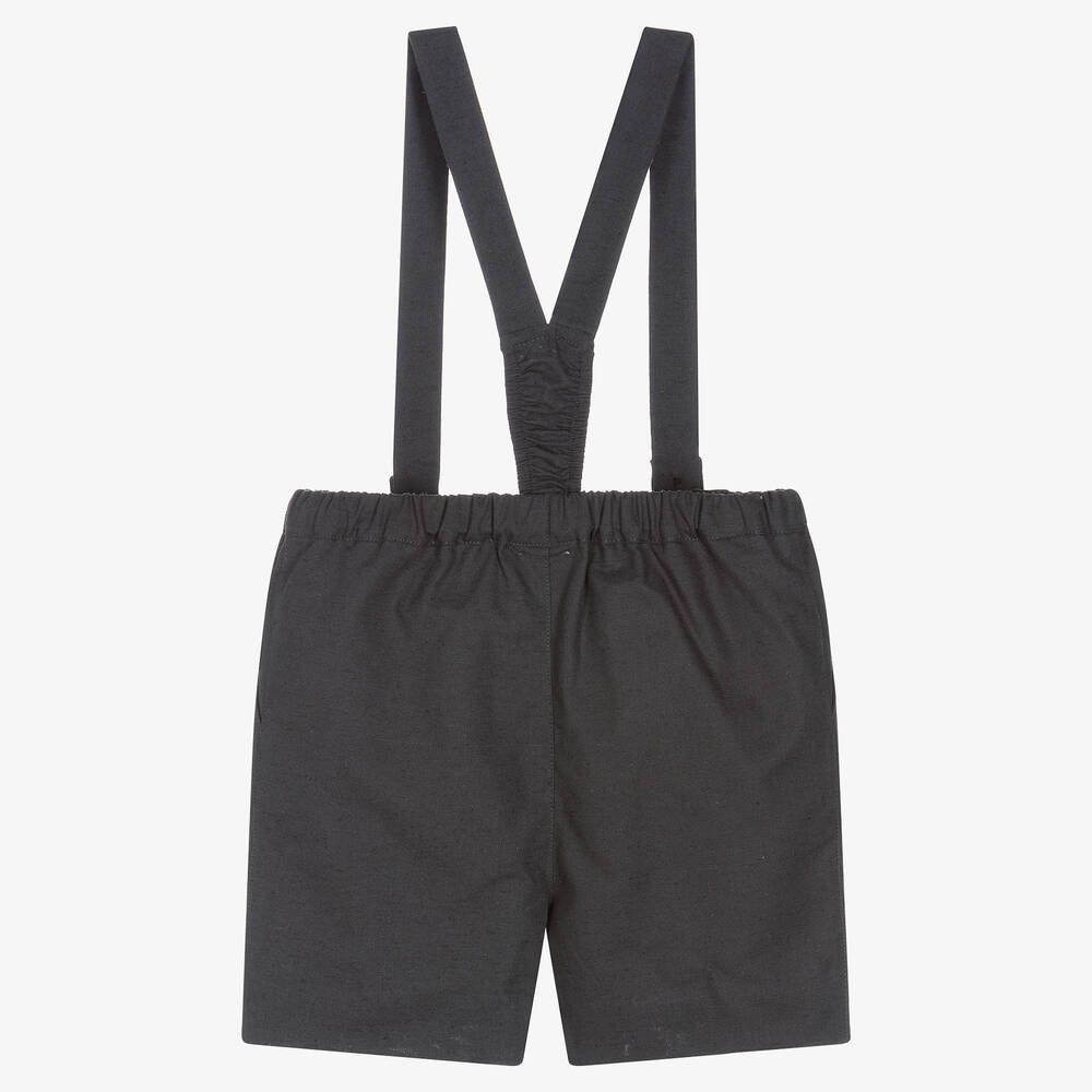 Wedoble-Boys Grey Cotton & Linen Shorts | Childrensalon Outlet