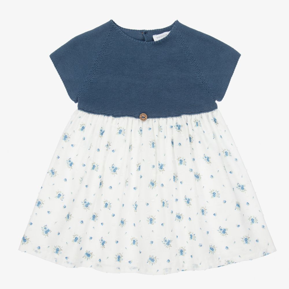 Wedoble-Girls Blue Cotton Dress | Childrensalon Outlet