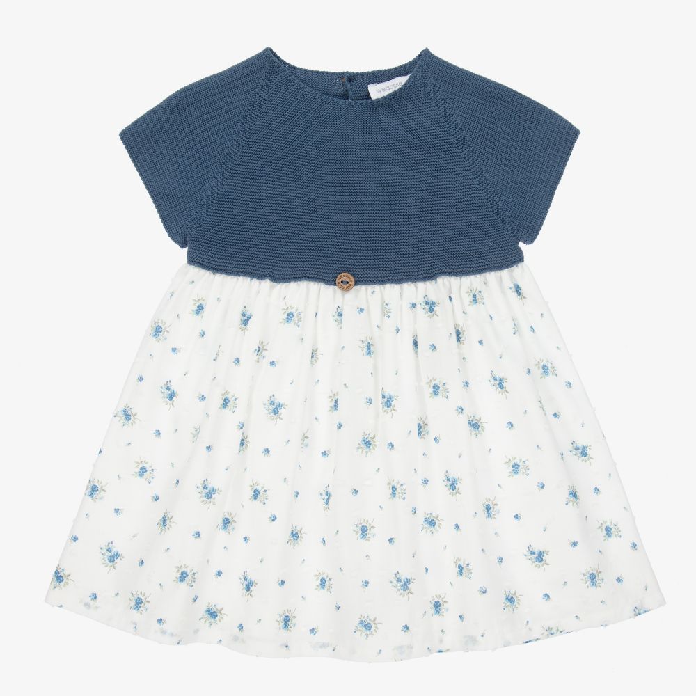 Wedoble - Girls Blue Cotton Dress | Childrensalon