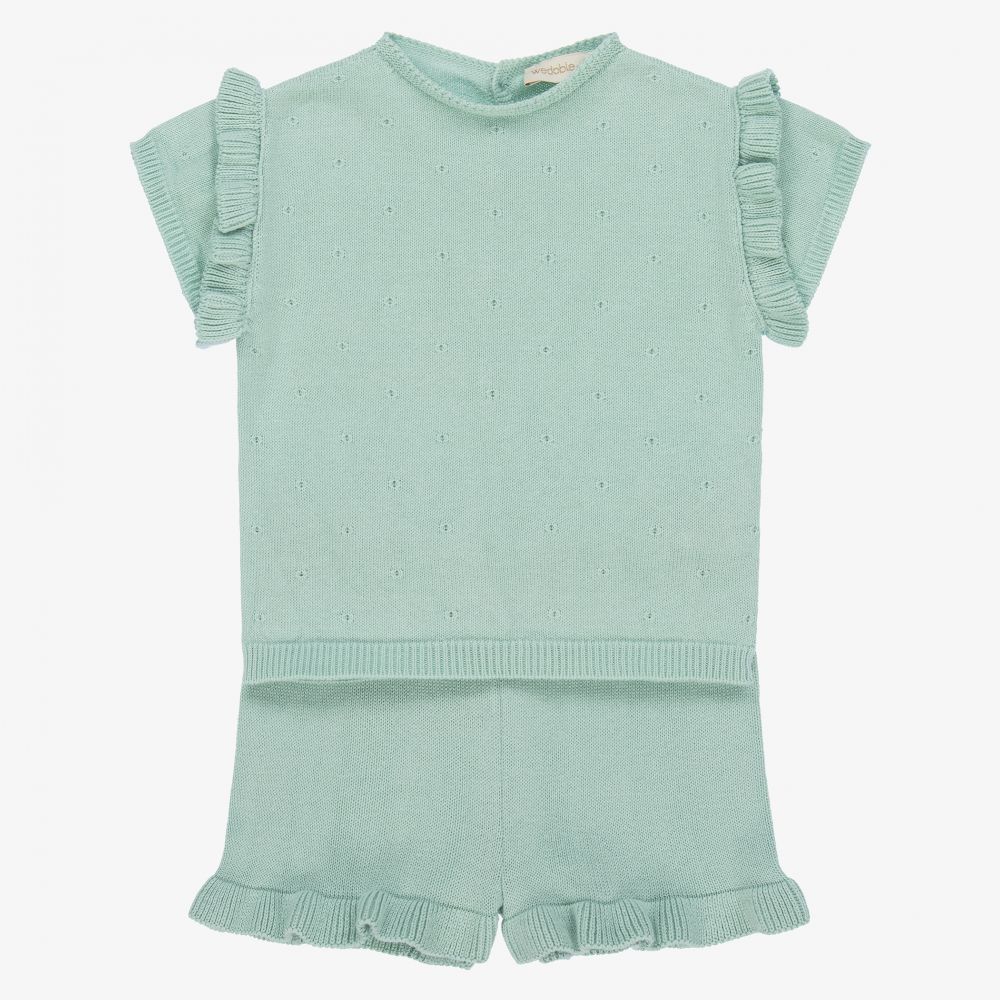 Wedoble-Girls Green Knit Shorts Set | Childrensalon Outlet