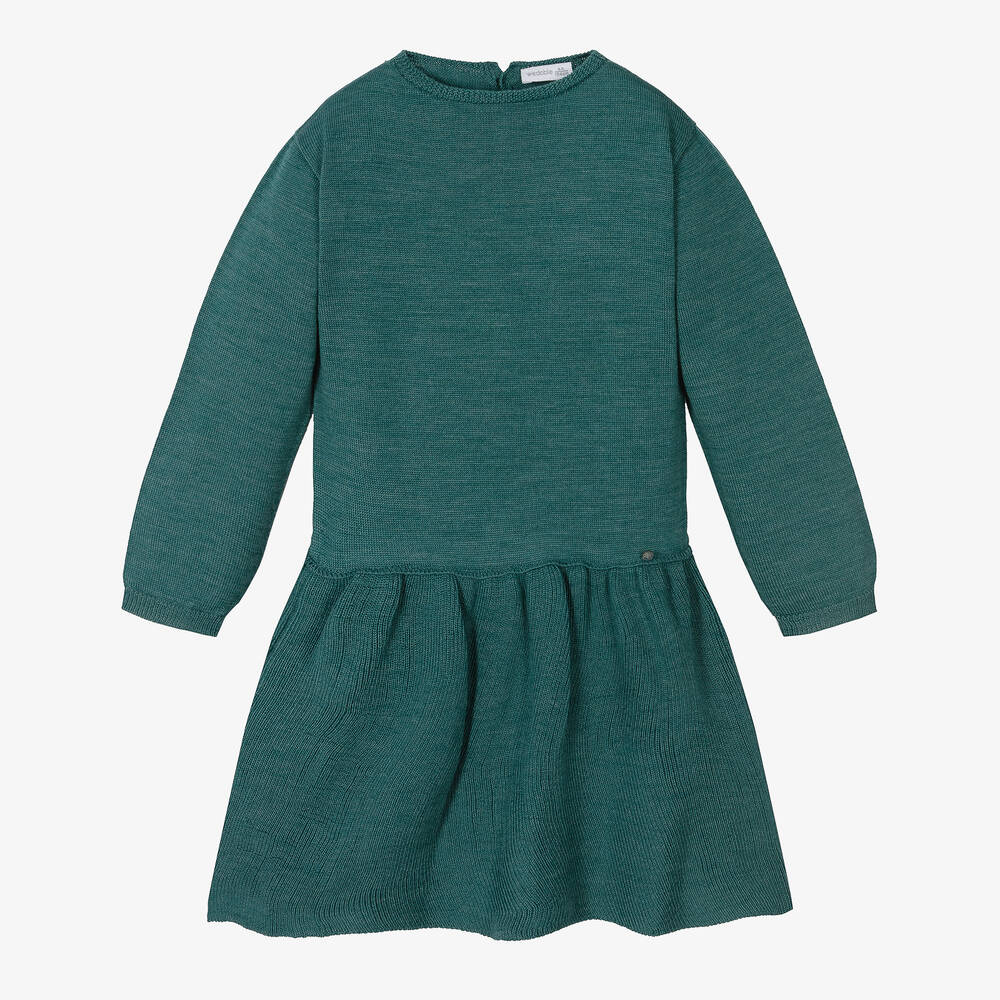 Wedoble - Girls Green Wool Knit Dress | Childrensalon
