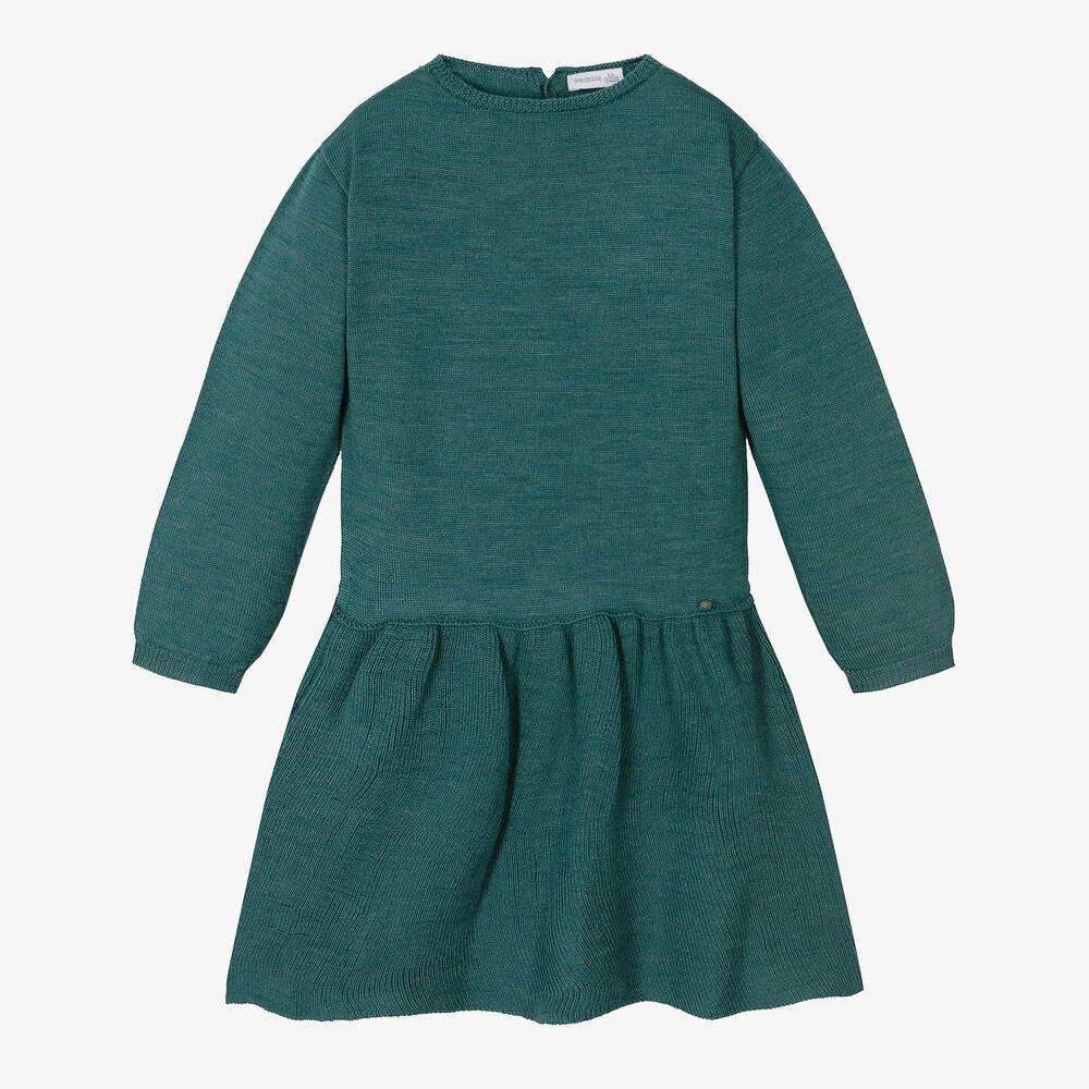 Wedoble - Girls Green Wool Knit Dress | Childrensalon
