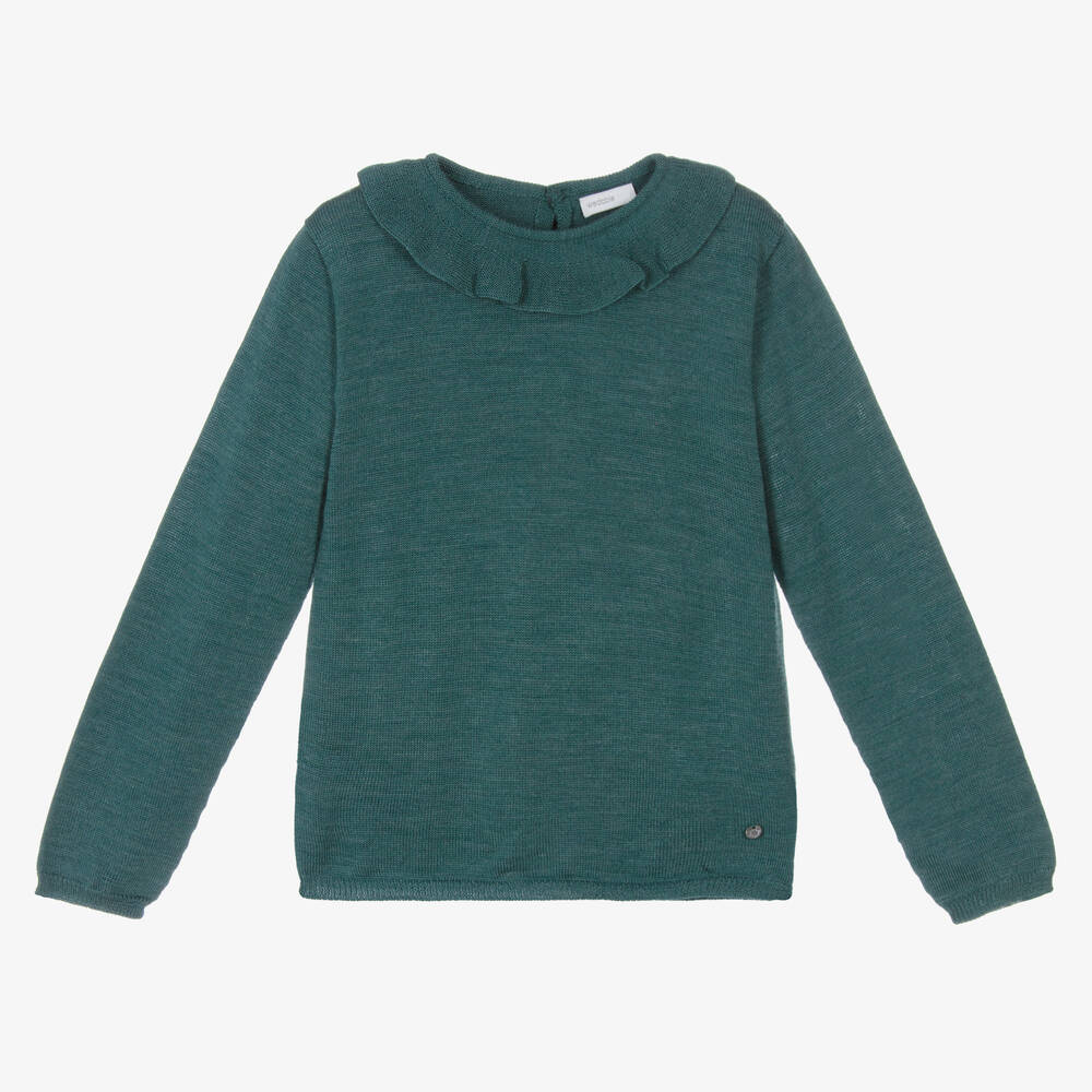 Wedoble - Girls Green Wool Knit Jumper | Childrensalon