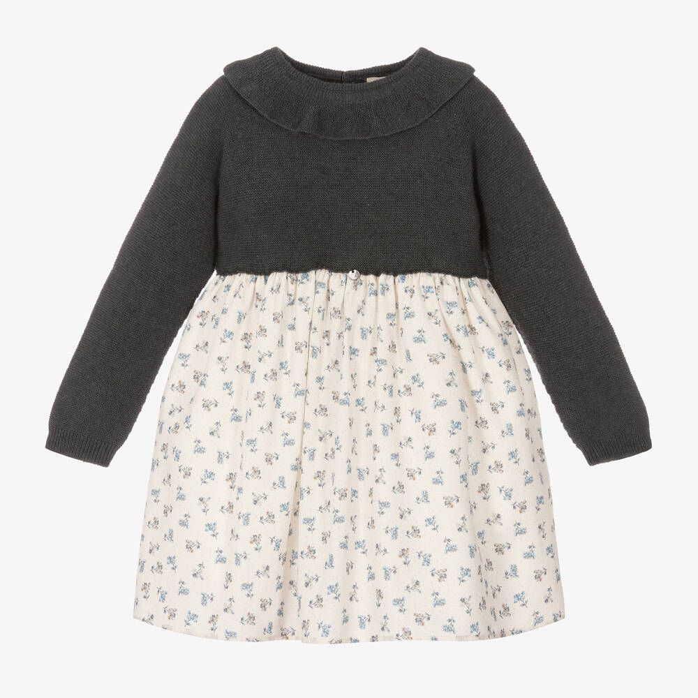 Wedoble - Girls Grey & Ivory Dress | Childrensalon