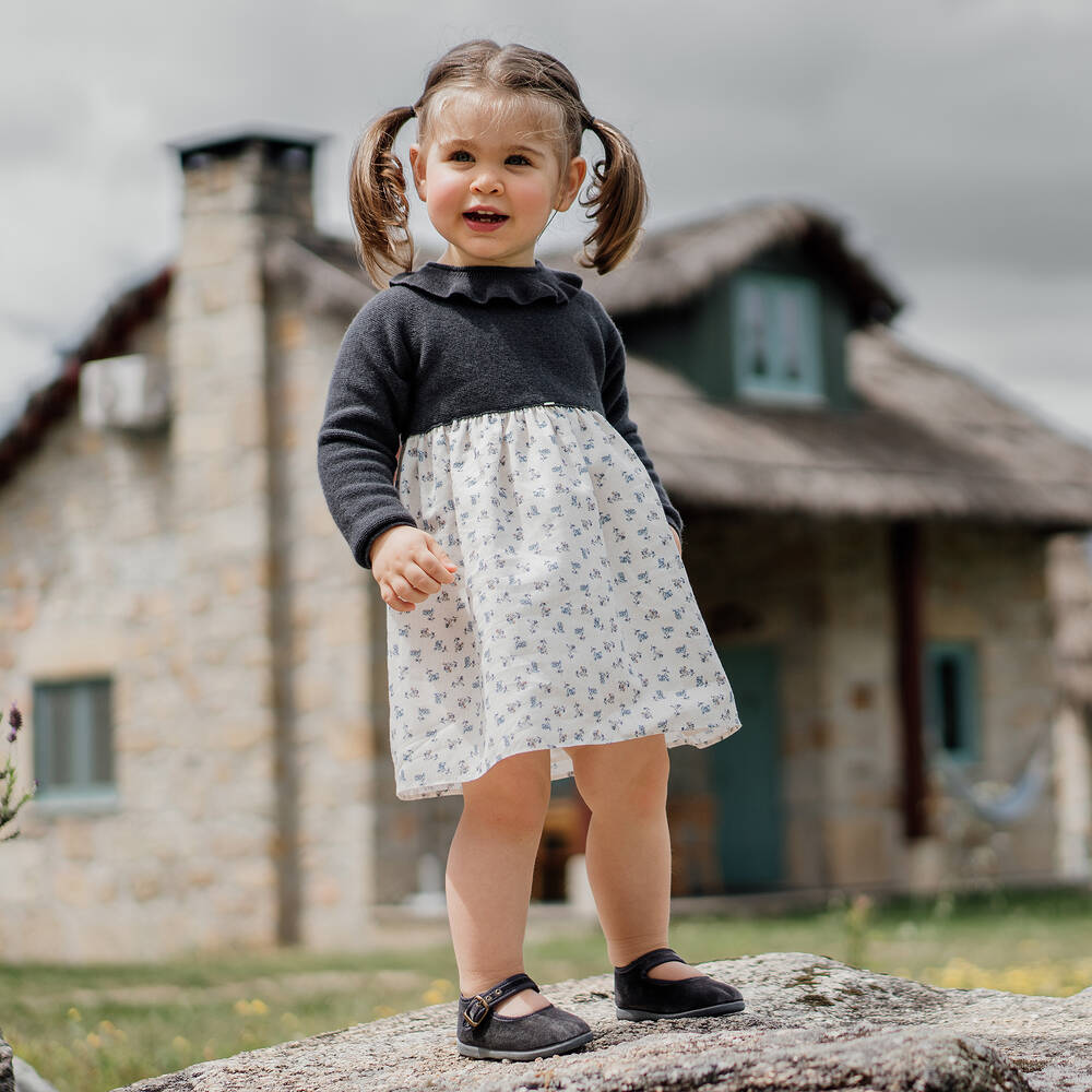 Wedoble-Girls Grey & Ivory Dress | Childrensalon Outlet