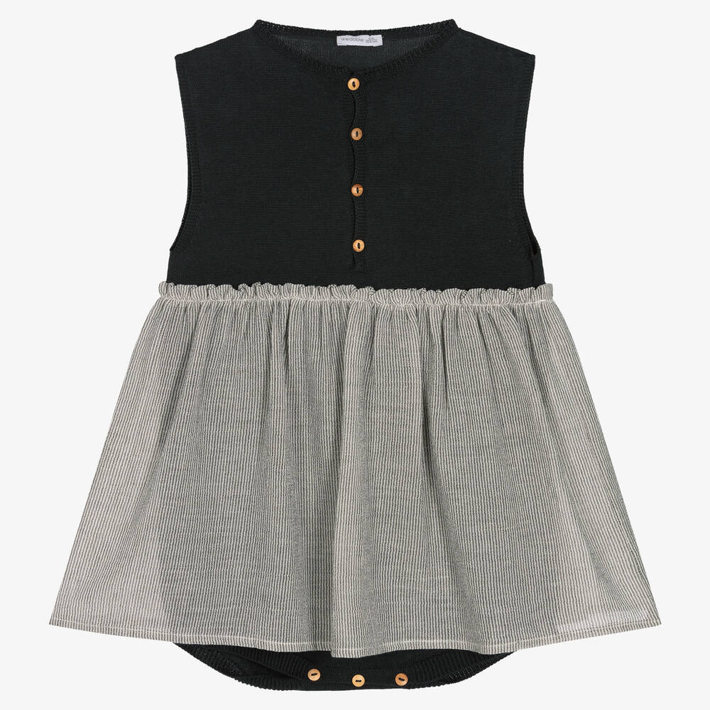 Wedoble - Girls Grey Organic Cotton Dress  | Childrensalon