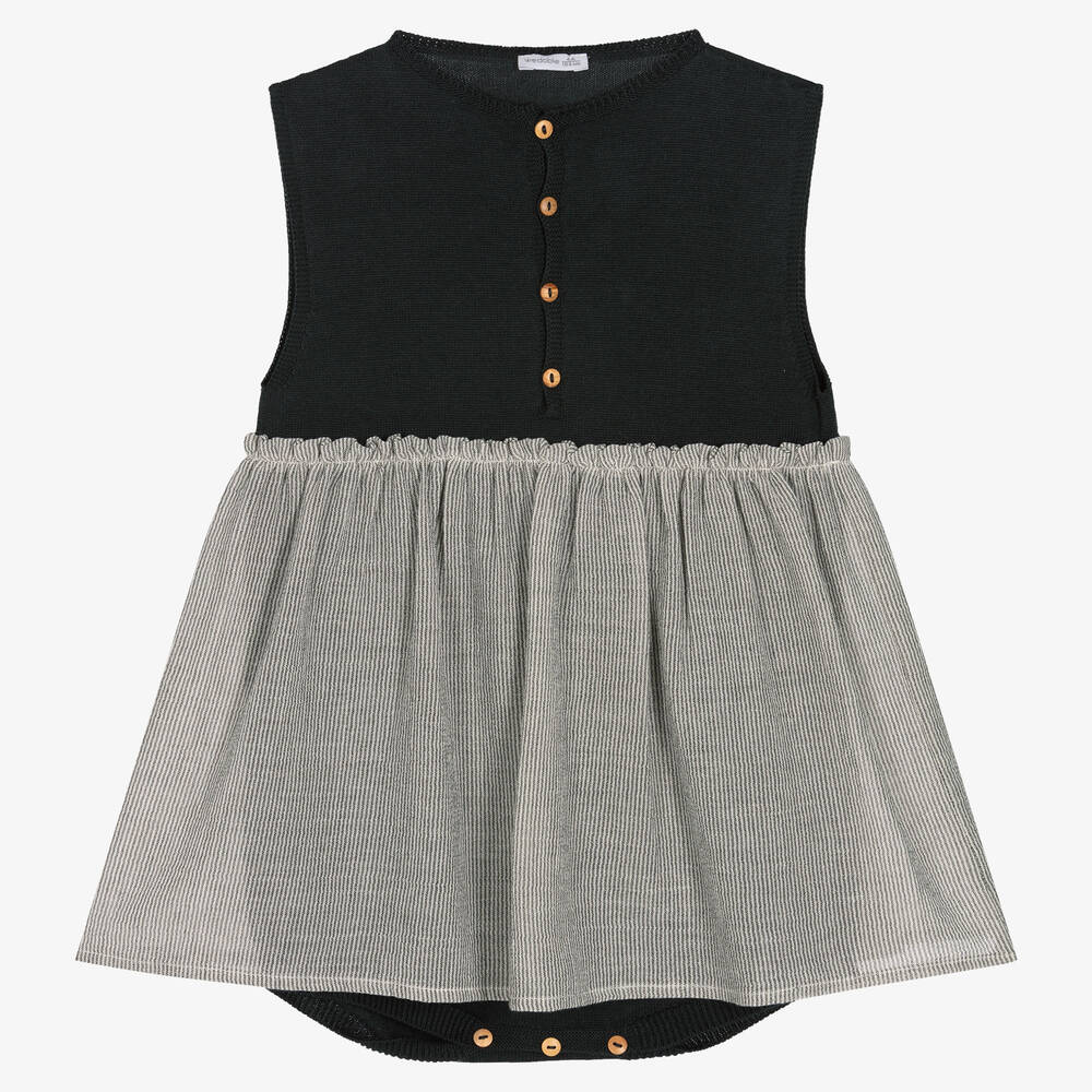 Wedoble-Girls Grey Organic Cotton Dress  | Childrensalon Outlet
