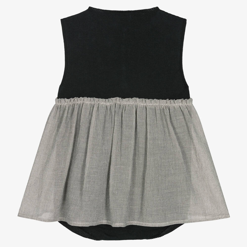 Wedoble-Girls Grey Organic Cotton Dress  | Childrensalon Outlet