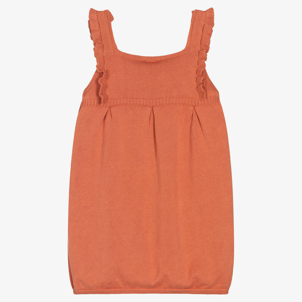 Wedoble-Girls Orange Cotton Knit Dress | Childrensalon Outlet