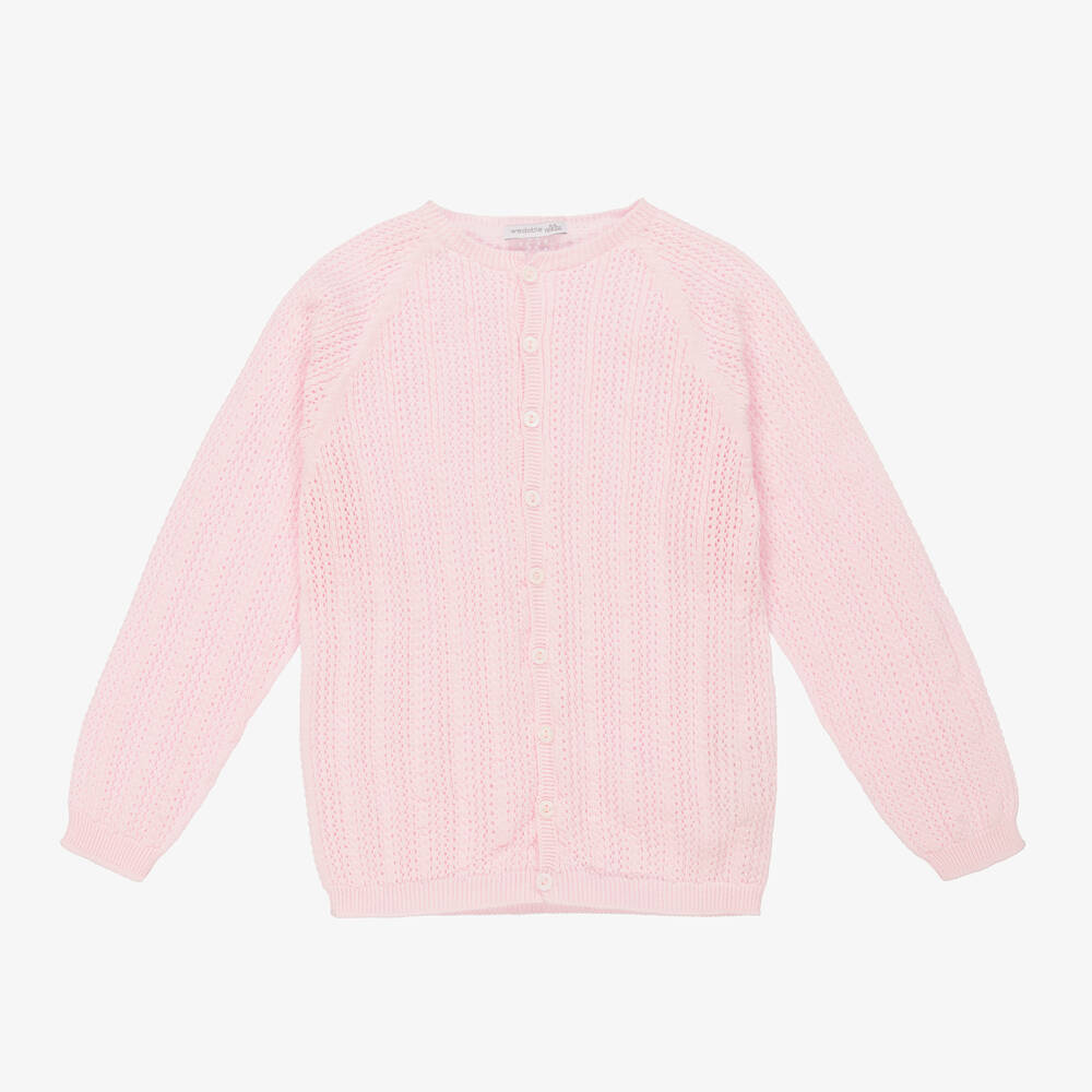 Wedoble-Girls Pink Cotton Knit Cardigan | Childrensalon Outlet