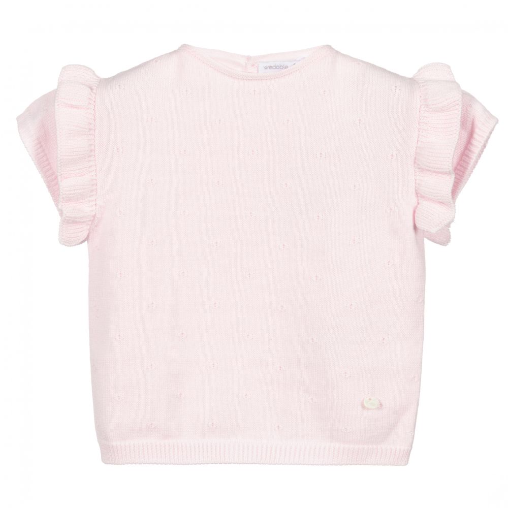 Wedoble - Girls Pink Wool Knit Sweater | Childrensalon