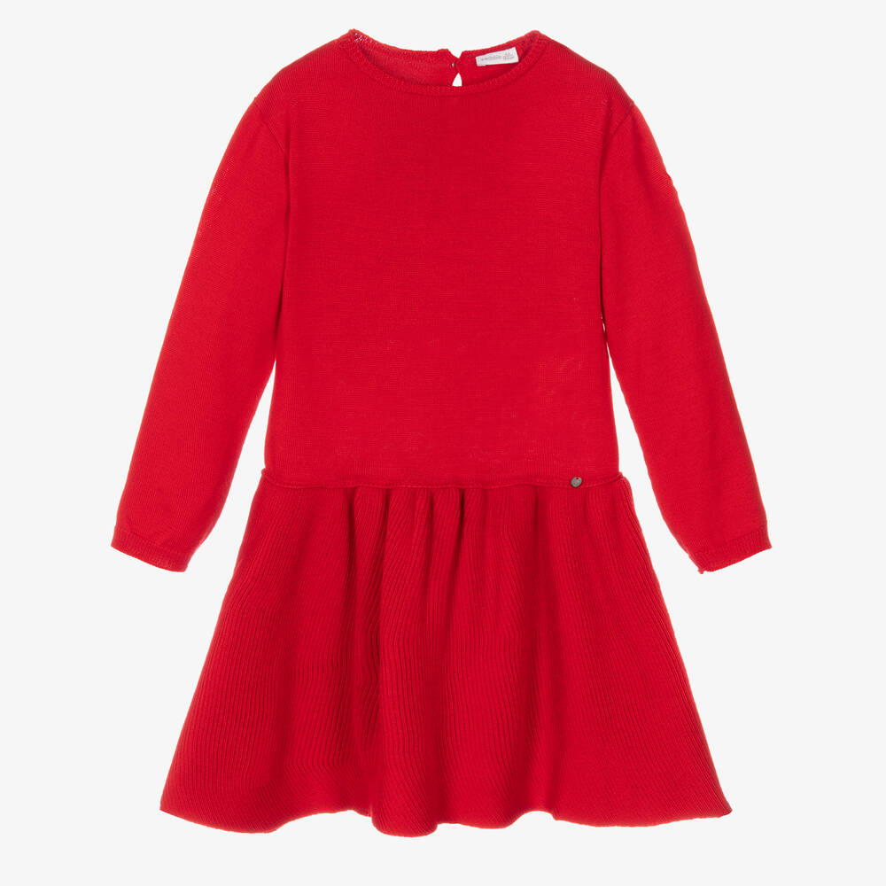 Wedoble - Girls Red Wool Knit Dress | Childrensalon