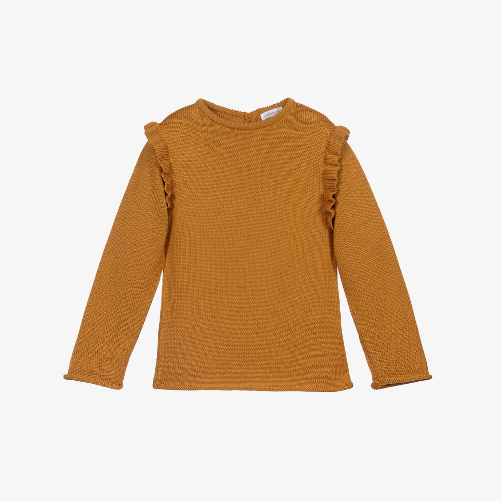 Wedoble-Girls Yellow Wool Knit Sweater | Childrensalon Outlet