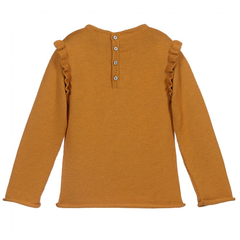 Wedoble-Girls Yellow Wool Knit Sweater | Childrensalon Outlet