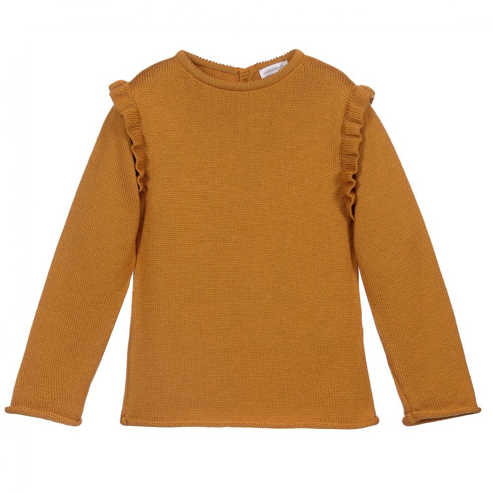 Wedoble - Girls Yellow Wool Knit Sweater | Childrensalon