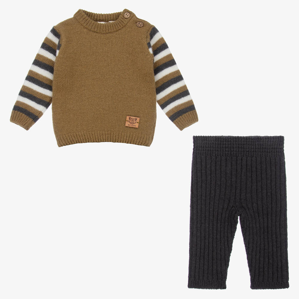 Wedoble-Green Cashmere Trouser Set | Childrensalon Outlet