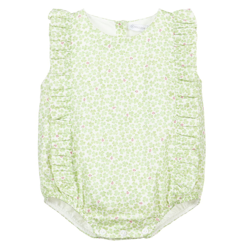 Wedoble-Green & Ivory Cotton Shortie  | Childrensalon Outlet