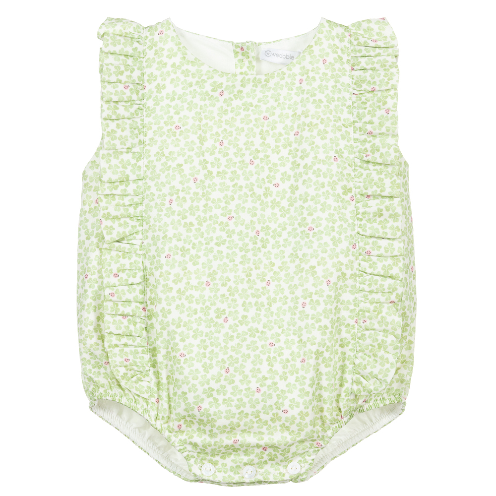 Wedoble - Green & Ivory Cotton Shortie  | Childrensalon