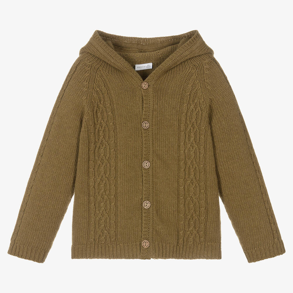 Wedoble - Green Knitted Hooded Cardigan | Childrensalon